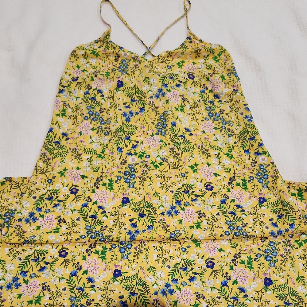 Old Navy Floral Yellow Spaghetti Strap Maxi Slip Dress
